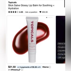 Topicals Slick Salve Glossy Lip Balm for Soothing + Hydration - Acai